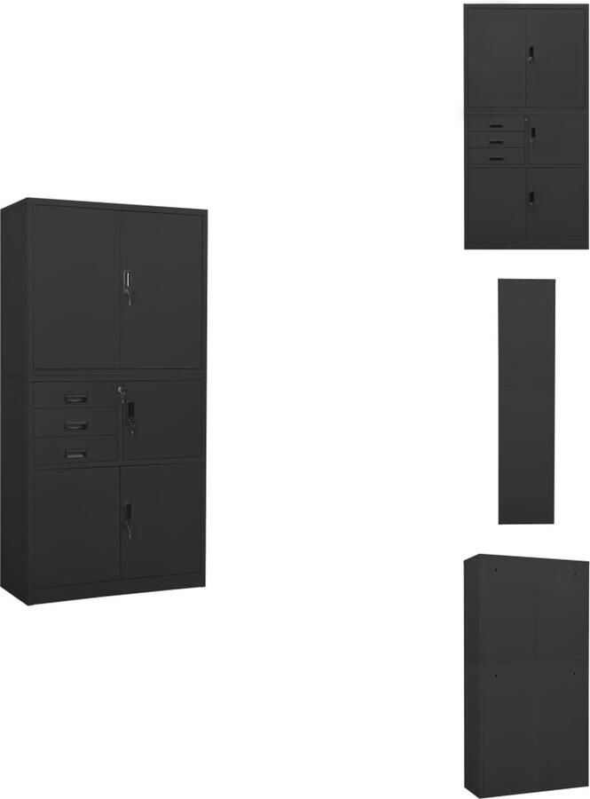VidaXL Kantoorkast Kantoorkasten Kabinet Kabinetten Kantoorkast 90x40x180 cm staal antracietkleurig
