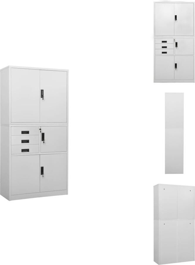 VidaXL Kantoorkast Kantoorkasten Kabinet Kabinetten Kantoorkast 90x40x180 cm staal lichtgrijs