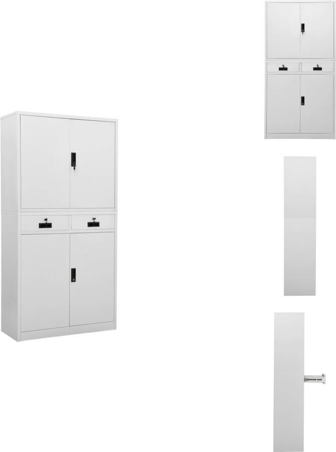 VidaXL Kantoorkast Kantoorkasten Kabinet Kabinetten Kantoorkast 90x40x180 cm staal lichtgrijs