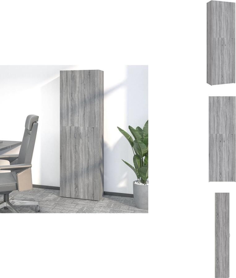 VidaXL Kantoorkast Kantoorkasten Kantoor Kast Archiefkast Kantoorkast 60x32x190 cm bewerkt hout grijs sonoma eikenkleurig