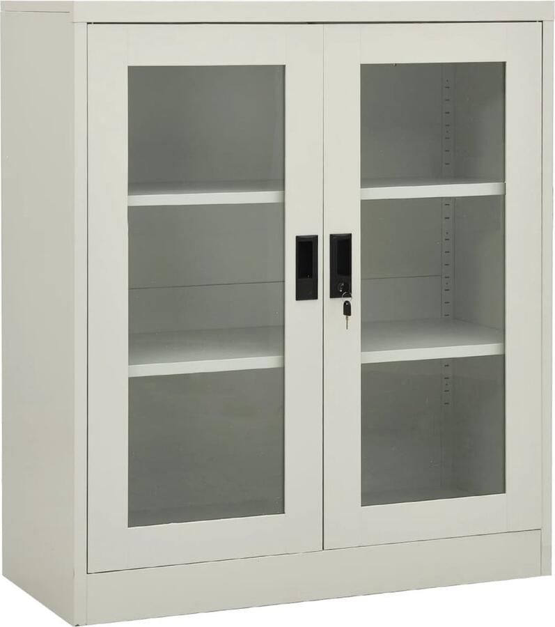 VidaXL Kantoorkast Lichtgrijs Staal 90x40x105 cm Kantoor Kast Archivakast Metalen Kast Grijze Kast Bureau Accessoires Kantoor Organisatie - Foto 2