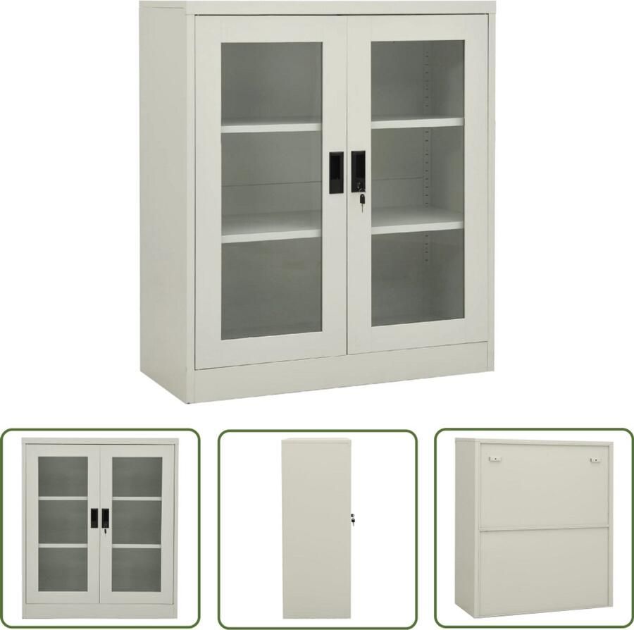 VidaXL Kantoorkast Lichtgrijs Staal 90x40x105 cm Kantoor Kast Archivakast Metalen Kast Grijze Kast Bureau Accessoires Kantoor Organisatie