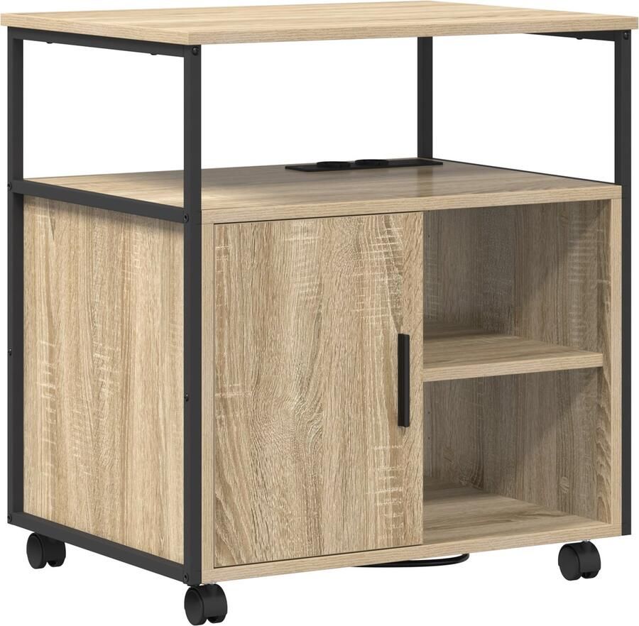 VidaXL Kantoor kast met wiel Sonoma eiken 61 x 46 x 67 cm Bewerkt hout