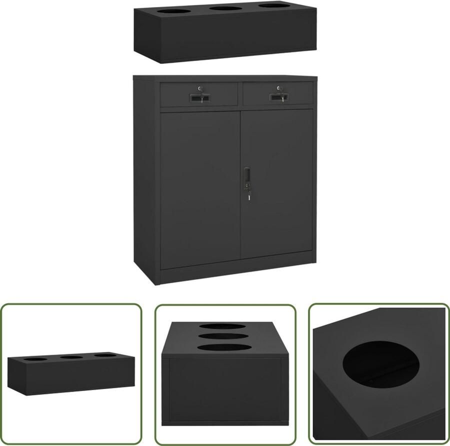 VidaXL Kantoorkast met Plantenbak 90x40x125 cm Staal Kantor Meubilair Bureau Accessoires Metalen Kast Kantoororganisatie Plantenkast Staalkast Anthraciethout