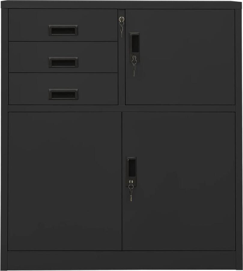 VidaXL Kantoorkast staal antraciet 90x40x102 cm Archiefkaart Kantoorspullen Bureau Accessoires Documenten Opslag Metalen Kast Antracitaire Kast - Foto 2