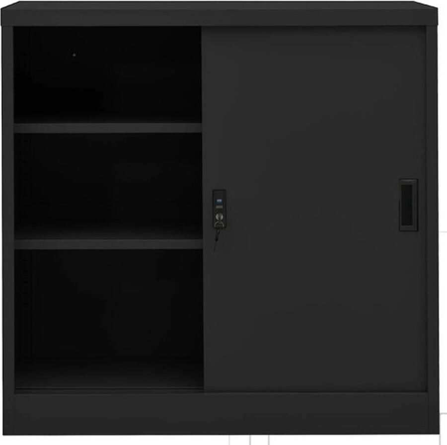 VidaXL Kantoorkast Staal Antraciet 90x40x90 cm Archief Kast Metalen Kast Opslagkast Kantoormeubilair Bureau Accessoires Schrijftafel Accessoires Anthracie T Kleur - Foto 2