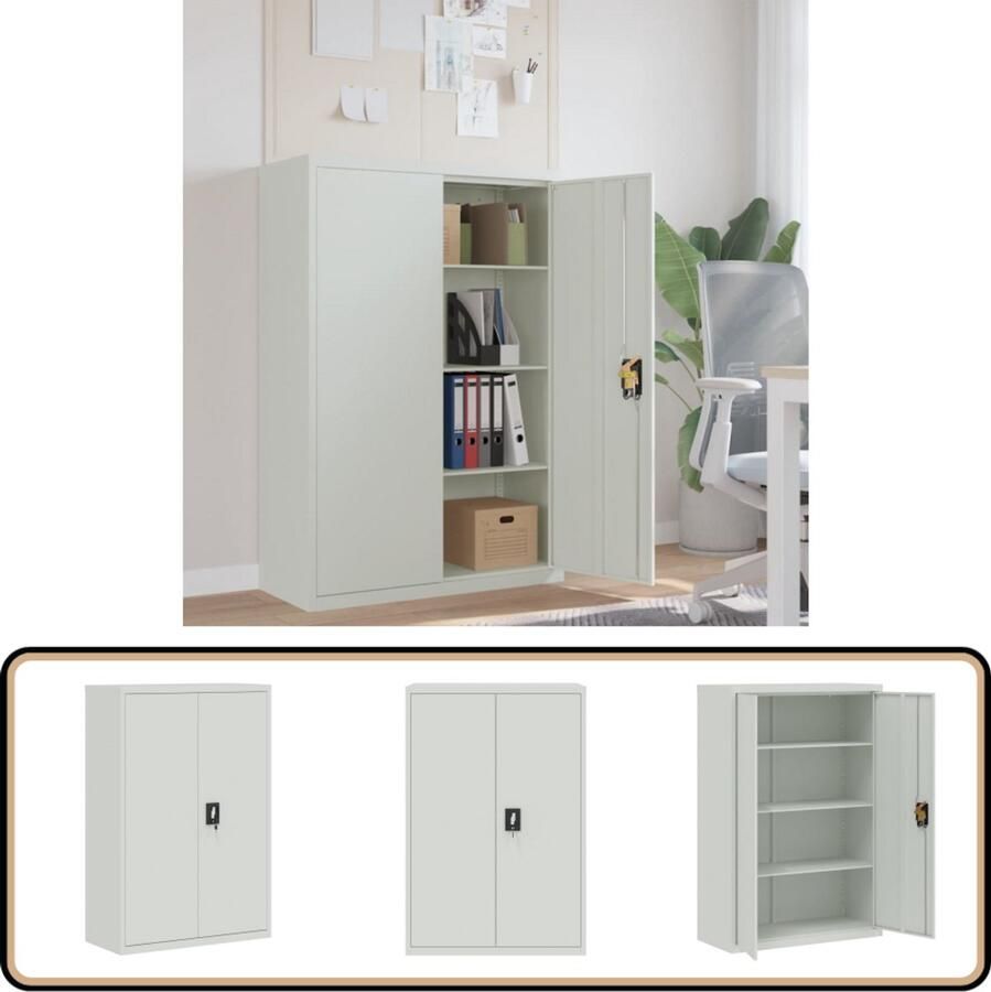 VidaXL Kantoorkast Staal Grijs 90x40x140 cm Kantoor Kast Kantoormeubilair Grijze Kast Metalen Kast Boekenkast