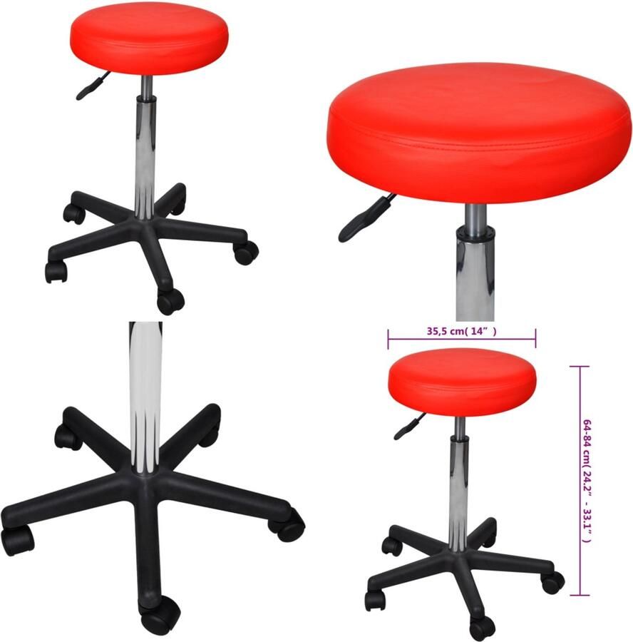 VidaXL Kantoorkruk rood Kantoorstoel Kantoorstoelen Computer En Tafelstoel Computer En Tafelstoelen