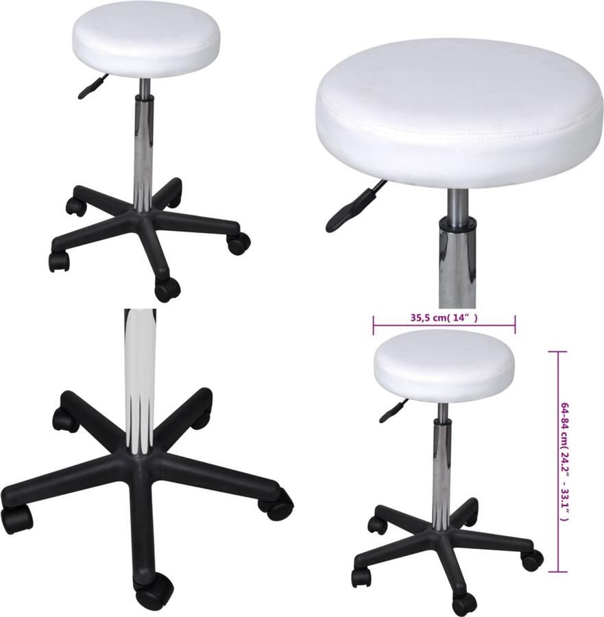 VidaXL Kantoorkruk wit Kantoorstoel Kantoorstoelen Computer En Tafelstoel Computer En Tafelstoelen