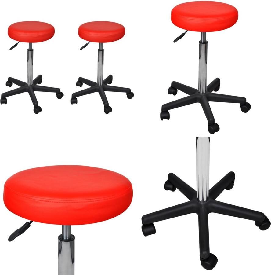 The Living Store Kantoorkruk Rood 35.5 x (64-84) cm verstelbaar 2 krukken Kantoorstoel Bureaustoel Ergonomische Stoel Computerstoel Zitzak - Foto 2