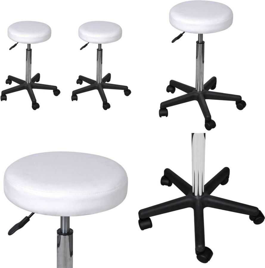 VidaXL Kantoorkrukken 2 st 35 5x84 cm kunstleer wit Bureaustoel Bureaustoelen Kantoorstoel Kantoorstoelen