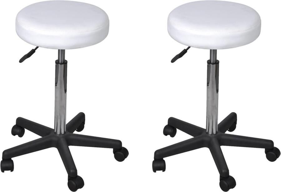 VidaXL Kantoorkrukken 2 st wit Verstelbaar comfort Kantoorstoel Bureaustoel Zitje Stoel Witte Stoel Ergonomische Stoel Adjustable Height Chair Computerchair - Foto 2