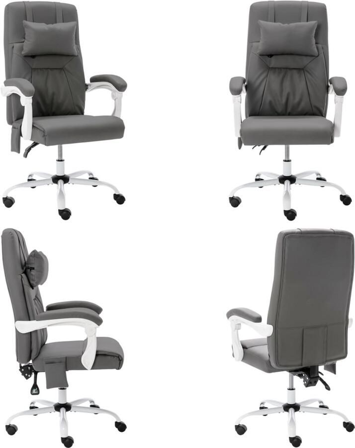 VidaXL Kantoormassagestoel kunstleer grijs Bureaustoel Bureaustoelen Massage Kantoorstoel Massage Kantoorstoelen
