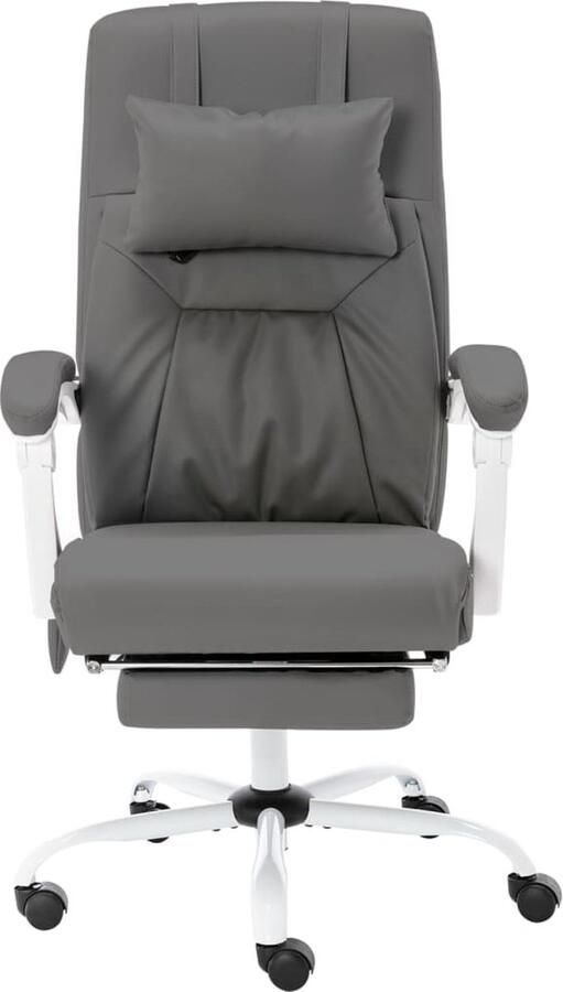 VidaXL Kantoormassagestoel Kunstleer Grijs Kantoorstoel Ergonomische Stoel Massage Functie Ligfunctie Bureaustoel Computerstoel Gamingstoel Kunstleder Grijs