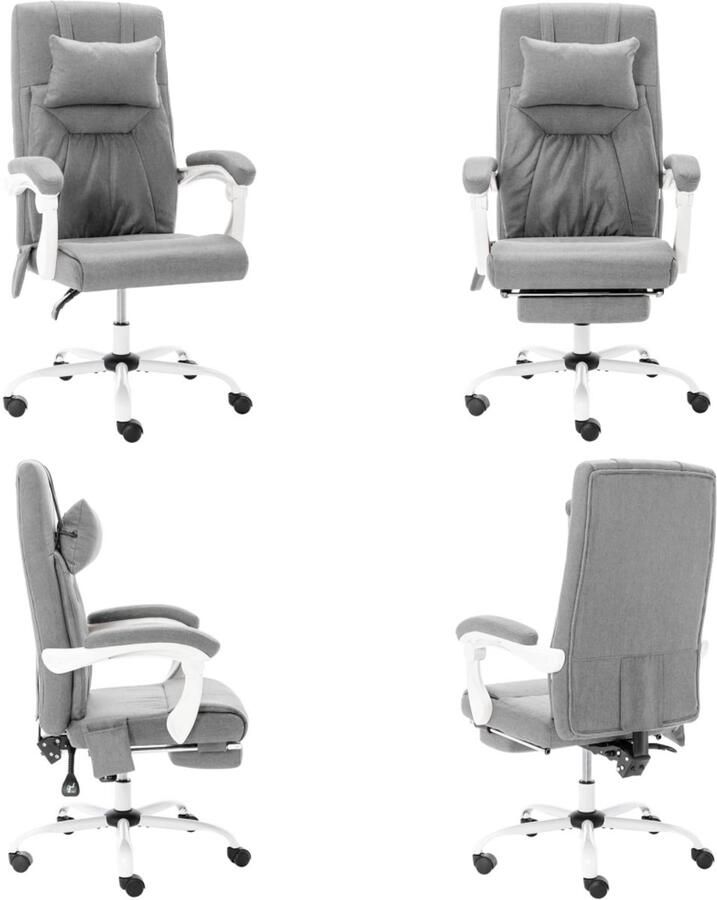 VidaXL Kantoormassagestoel stof grijs Bureaustoel Bureaustoelen Massage Kantoorstoel Massage Kantoorstoelen