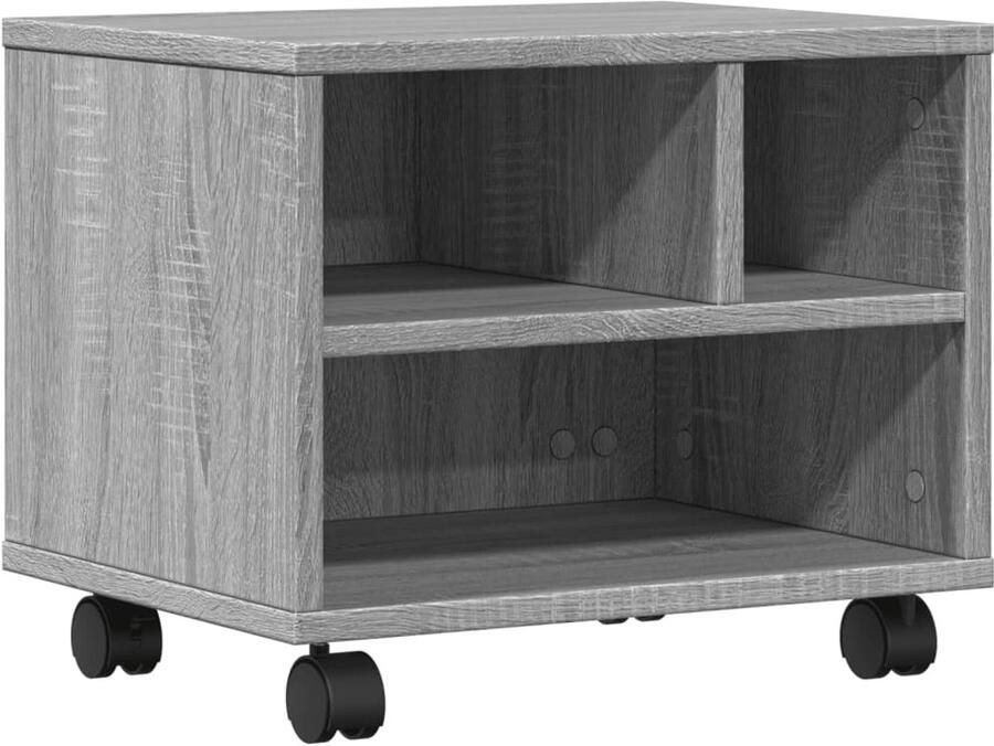 VidaXL Kantoormeubilair Printerkast Printerkastje met wielen 41x32x34 5 cm grijs sonoma eikenkleur Houten Meubels Grijze Meubels Compact Bureau
