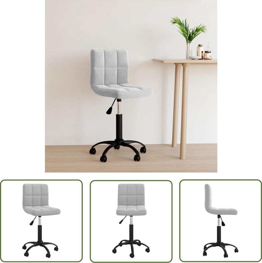 The Living Store Bureaustoel verstelbaar en draaibaar fluweel lichtgrijs 40 x 47 x (76 87.5) cm Bureaustoel Kantoorsstoel Fluweel Grijs Draaibaar - Foto 2