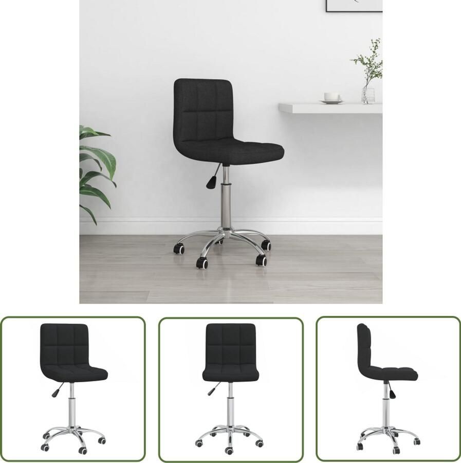The Living Store Kantoorstoel draaibaar stof zwart Bureaustoel Kantoorsstoel Draaibare Stoel Ergonomische Stoel Zitcomfort