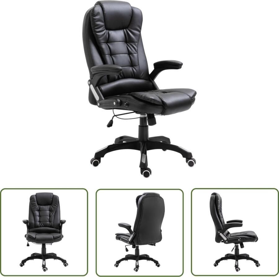 The Living Store bureaustoel hoogwaardig ergonomisch ontwerp zwart 68x71x(110-119) cm met nylon zwenkwielen gasveersysteem en verstelbare hoogte Bureaustoel Kantoorsstoel Ergonomische Stoel Computerstoel Kunstlederen Stoel - Foto 2