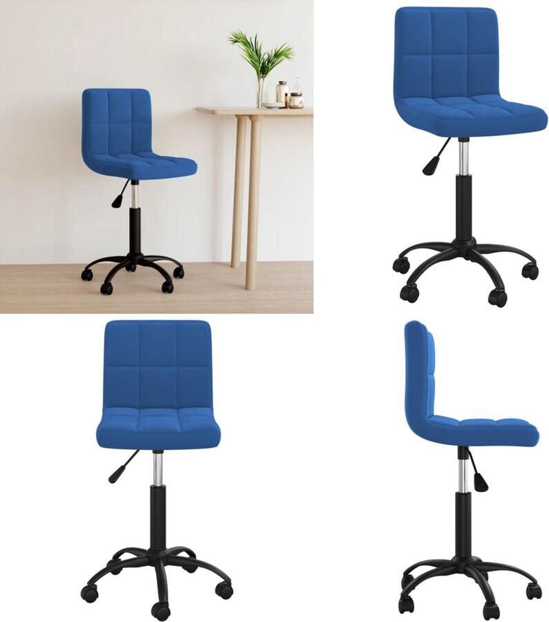 VidaXL Kantoorstoel draaibaar fluweel blauw Kantoorstoel Kantoorstoelen Stoel Stoelen