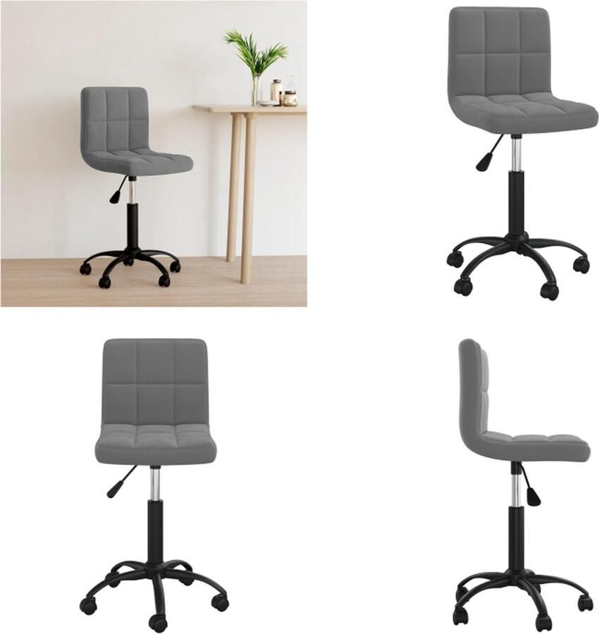 VidaXL Kantoorstoel draaibaar fluweel donkergrijs Kantoorstoel Kantoorstoelen Stoel Stoelen