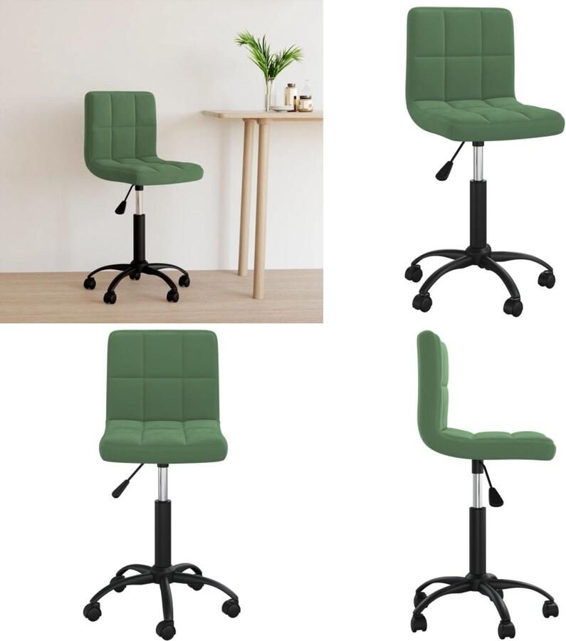 VidaXL Kantoorstoel draaibaar fluweel donkergroen Kantoorstoel Kantoorstoelen Stoel Stoelen