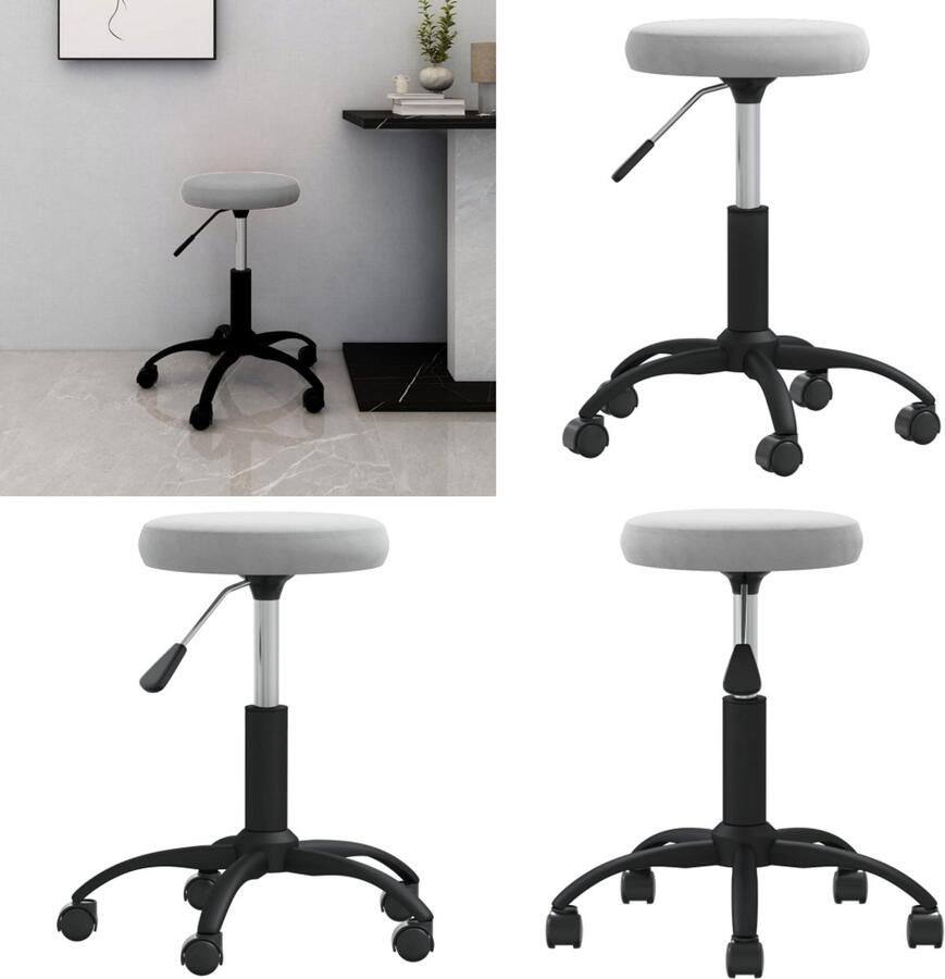 VidaXL Kantoorstoel draaibaar fluweel lichtgrijs Bureaustoel Bureaustoelen Stoel Stoelen