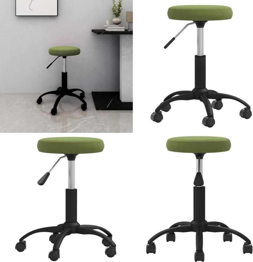 VidaXL Kantoorstoel draaibaar fluweel lichtgroen Bureaustoel Bureaustoelen Stoel Stoelen