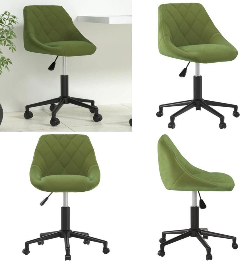 VidaXL Kantoorstoel draaibaar fluweel lichtgroen Eetkamerstoel Eetkamerstoelen Keukenstoelen Keukenstoel