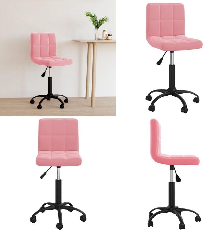 VidaXL Kantoorstoel draaibaar fluweel roze Kantoorstoel Kantoorstoelen Stoel Stoelen