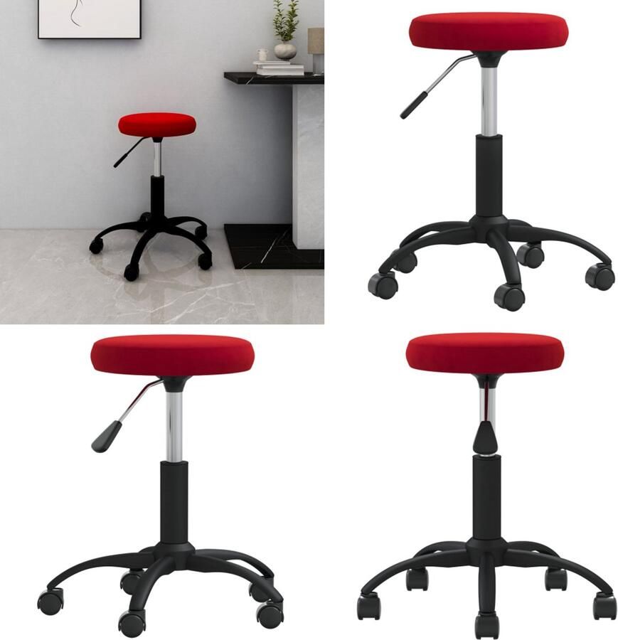 VidaXL Kantoorstoel draaibaar fluweel wijnrood Bureaustoel Bureaustoelen Stoel Stoelen