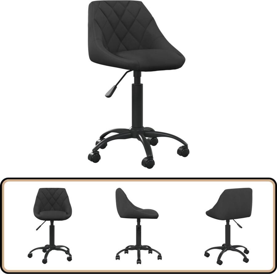 VidaXL Kantoorstoel Draaibaar Fluweel Zwart Kantoorstoel Bureaustoel Ergonomische Stoel Fluweel Stoel Zwarte Stoel