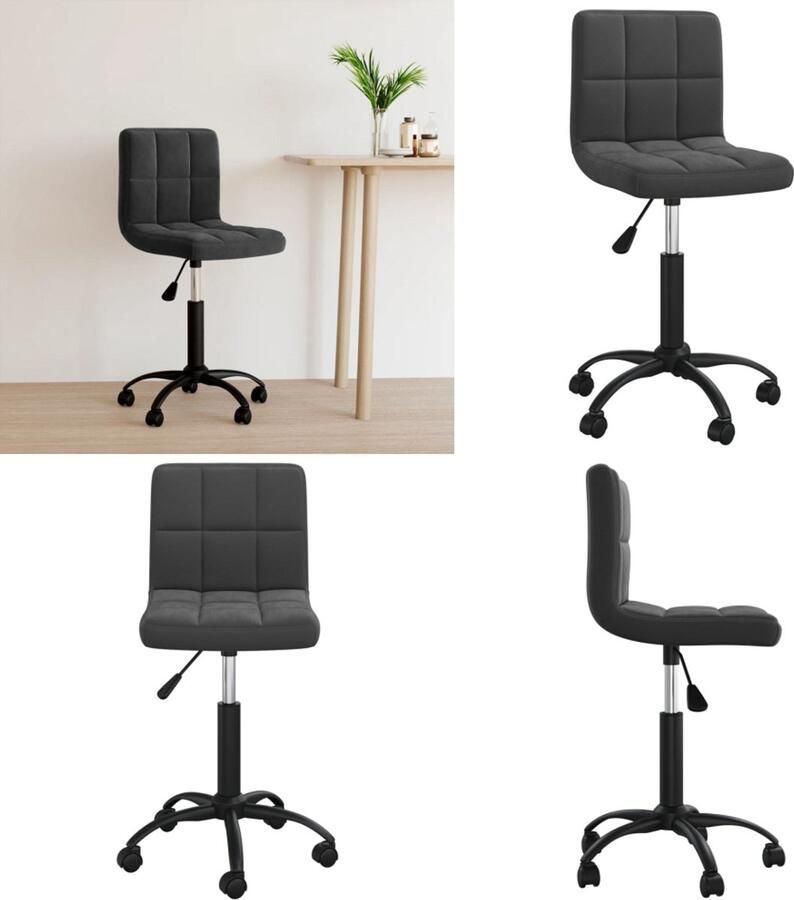 VidaXL Kantoorstoel draaibaar fluweel zwart Kantoorstoel Kantoorstoelen Stoel Stoelen