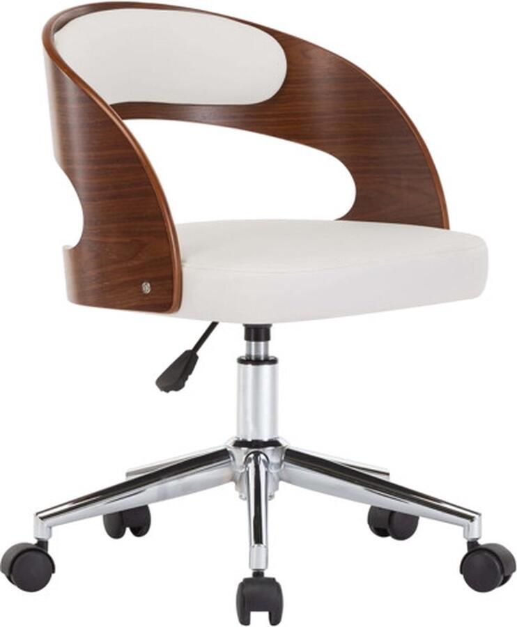 VidaXL Eetkamerstoel draaibaar gebogen hout en kunstleer wit - Foto 4