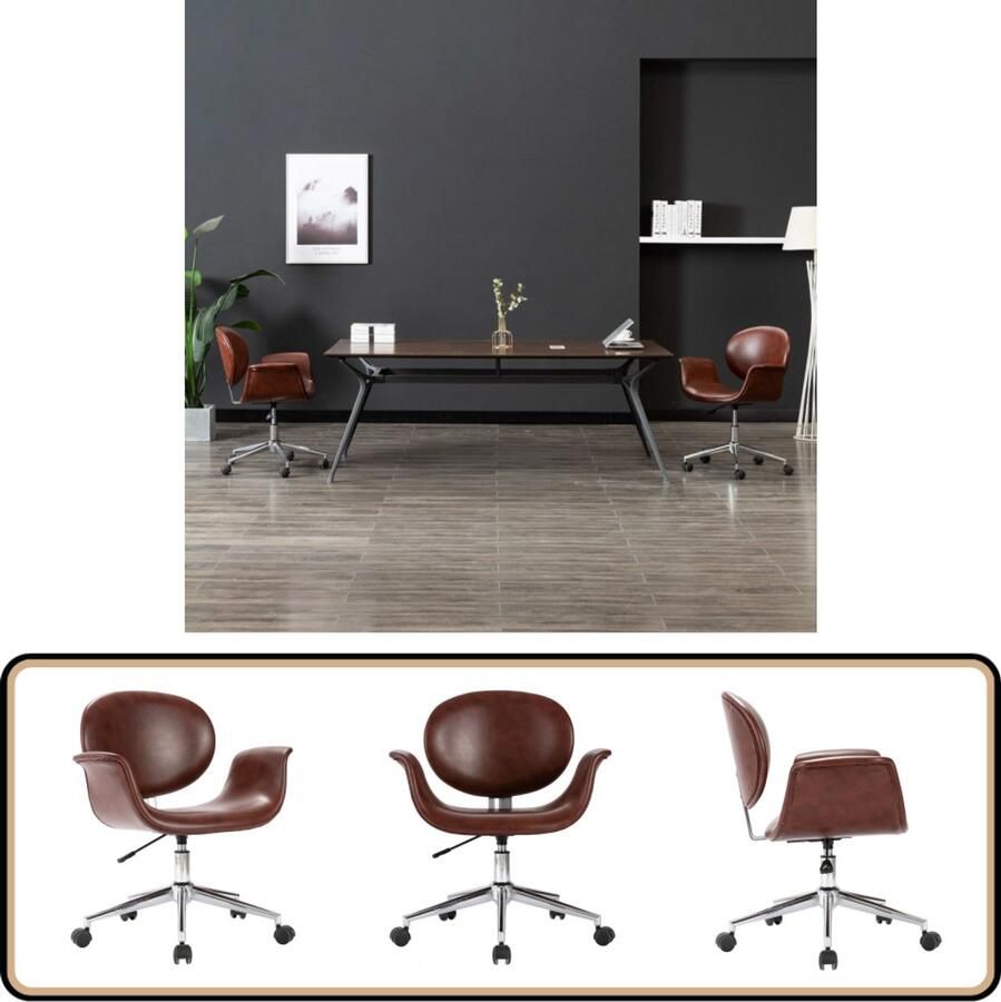 VidaXL Kantoorstoel Draaibaar Kunstleer Bruin Kantoorstoel Bureaustoel Draaibare Stoel Bruine Stoel Kunstleder Stoel