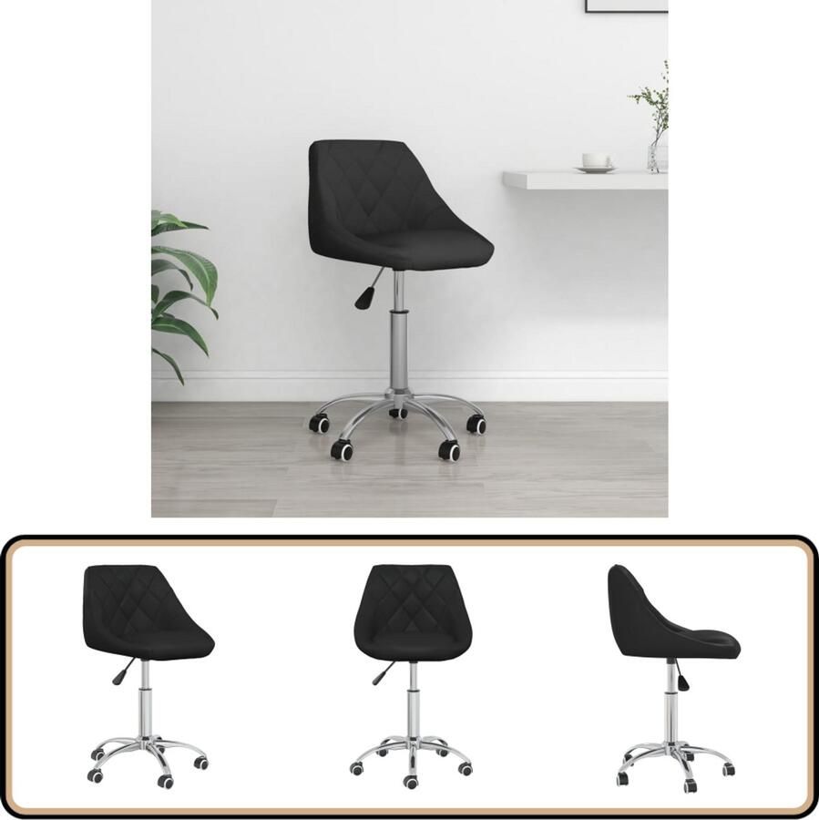 VidaXL Kantoorstoel Draaibaar Kunstleer Zwart Kantoorstoel Bureaustool Draaibare Stoel Ergonomische Stoel Zwarte Stoel