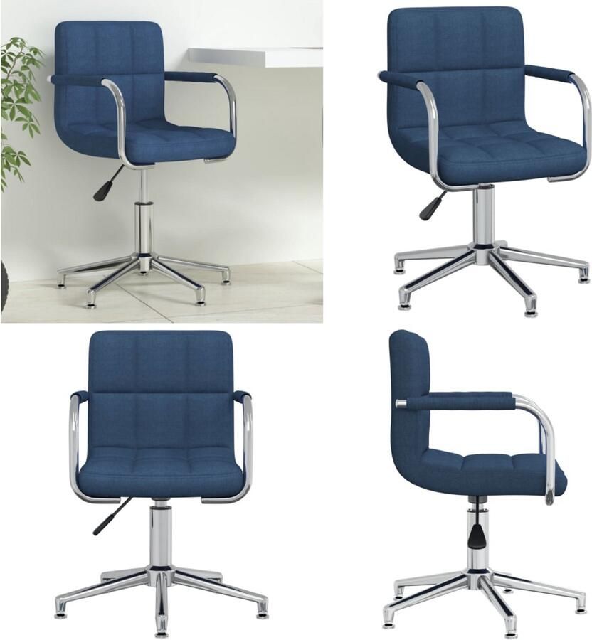 VidaXL Kantoorstoel draaibaar stof blauw Eetkamerstoel Eetkamerstoelen Keukenstoelen Keukenstoel