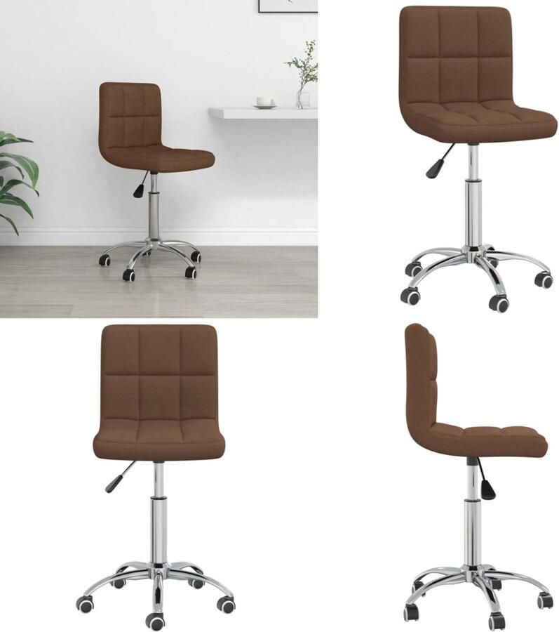 VidaXL Kantoorstoel draaibaar stof bruin Kantoorstoel Kantoorstoelen Stoel Stoelen
