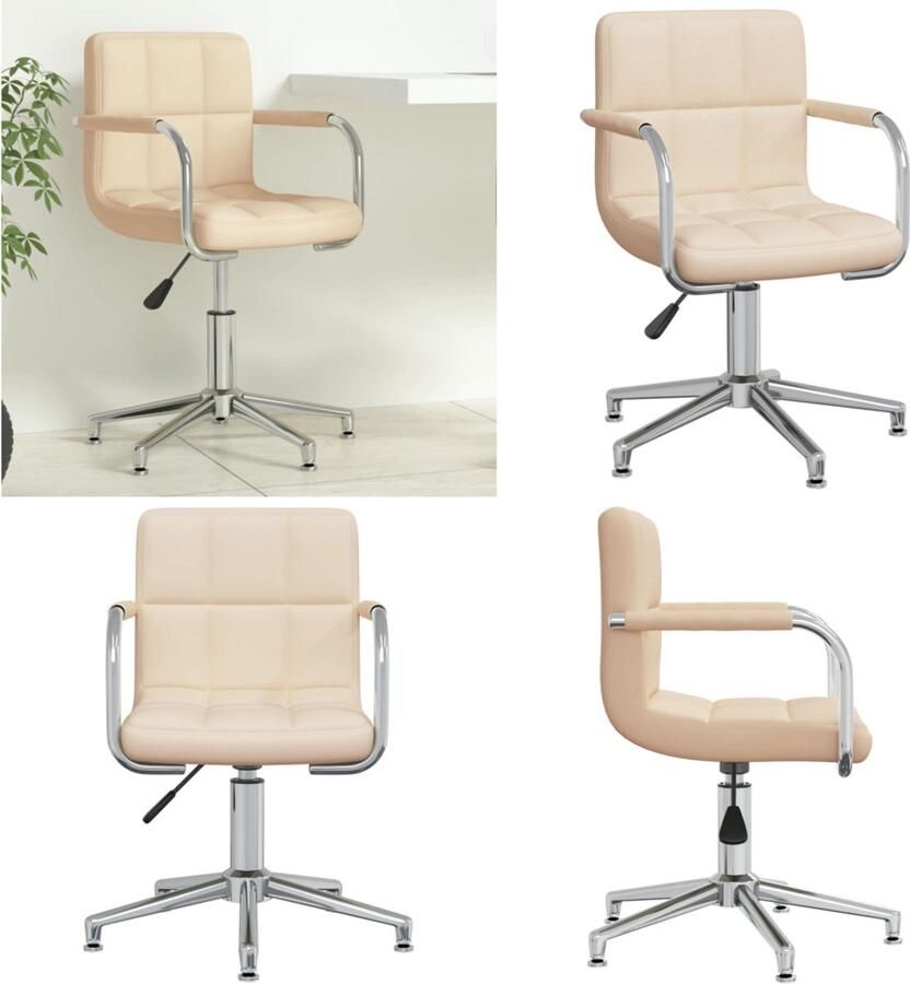VidaXL Kantoorstoel draaibaar stof crèmekleurig Eetkamerstoel Eetkamerstoelen Keukenstoelen Keukenstoel