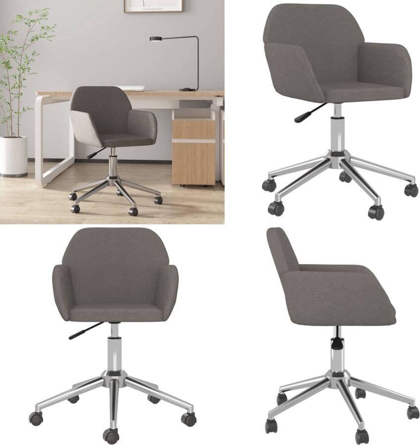 VidaXL Kantoorstoel draaibaar stof donkergrijs Bureaustoel Bureaustoelen Stoel Kantoorstoel