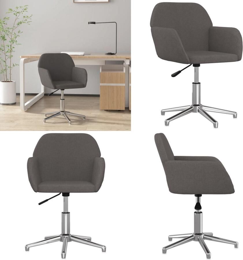 VidaXL Kantoorstoel draaibaar stof donkergrijs Bureaustoel Bureaustoelen Stoel Kantoorstoel