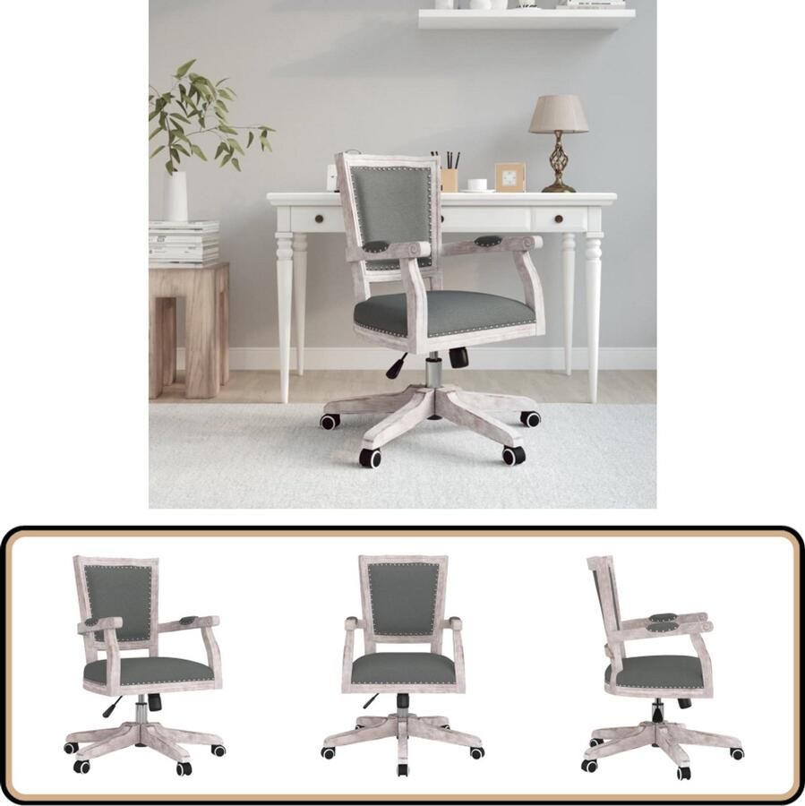 VidaXL Kantoorstoel Draaibaar Stof Donkergrijs Kantoorstoel Bureaustoel Barok Stijl Vintage Stoel Luxe Stoel