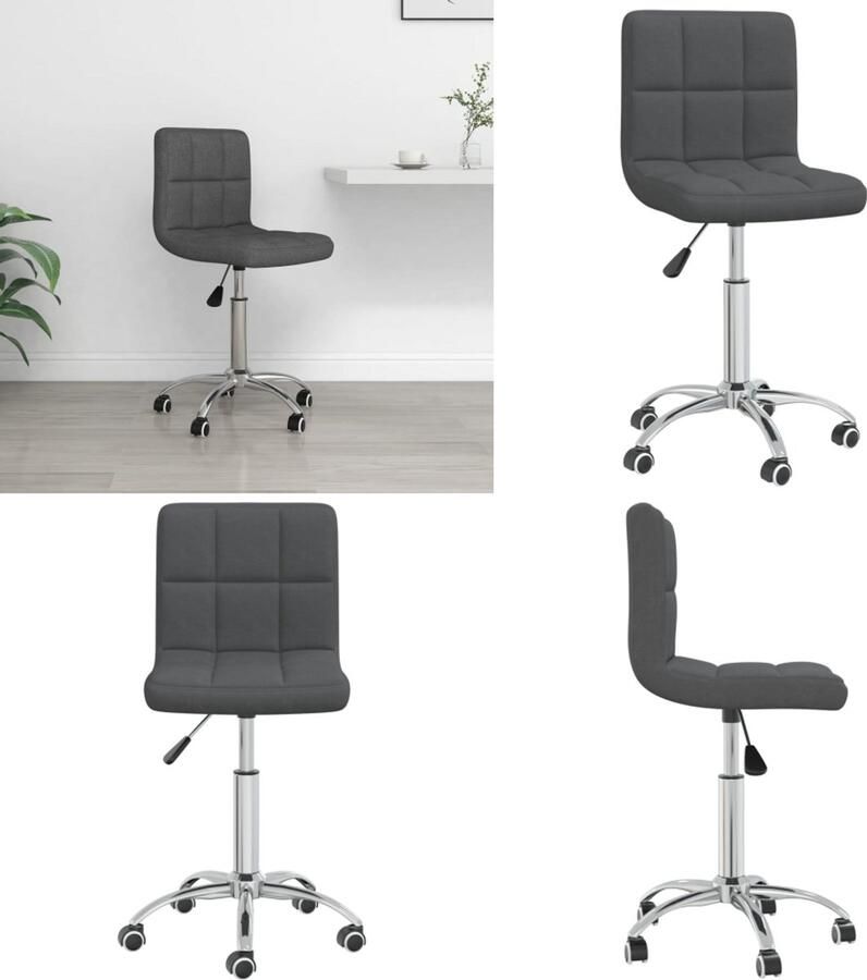 VidaXL Kantoorstoel draaibaar stof donkergrijs Kantoorstoel Kantoorstoelen Stoel Stoelen