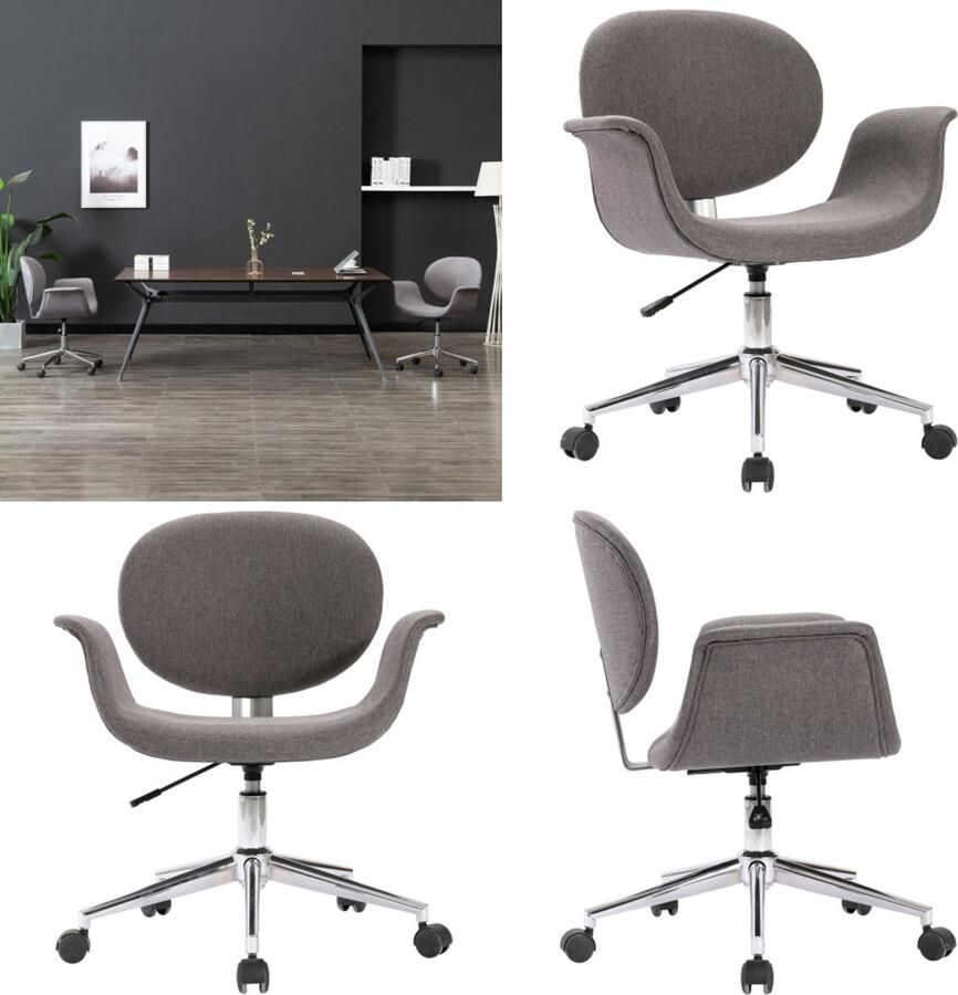 VidaXL Kantoorstoel draaibaar stof grijs Kantoorstoel Kantoorstoelen Stoel Stoelen