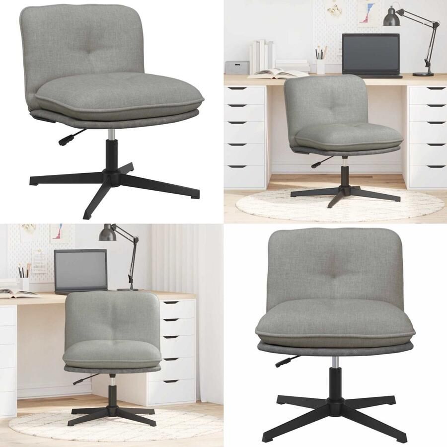 VidaXL Kantoorstoel draaibaar stof lichtgrijs Kantoorstoel Kantoorstoelen Stoel Draaibare Stoel