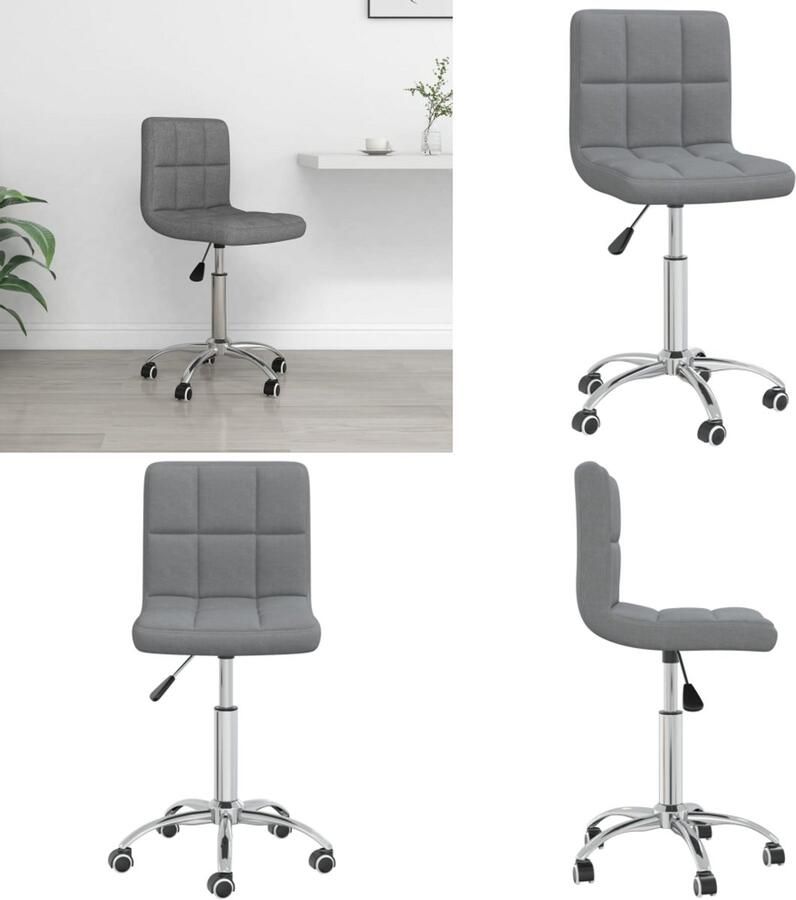 VidaXL Kantoorstoel draaibaar stof lichtgrijs Kantoorstoel Kantoorstoelen Stoel Stoelen