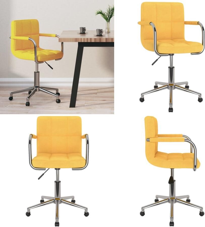 VidaXL Kantoorstoel draaibaar stof mosterdgeel Eetkamerstoel Eetkamerstoelen Keukenstoelen Keukenstoel