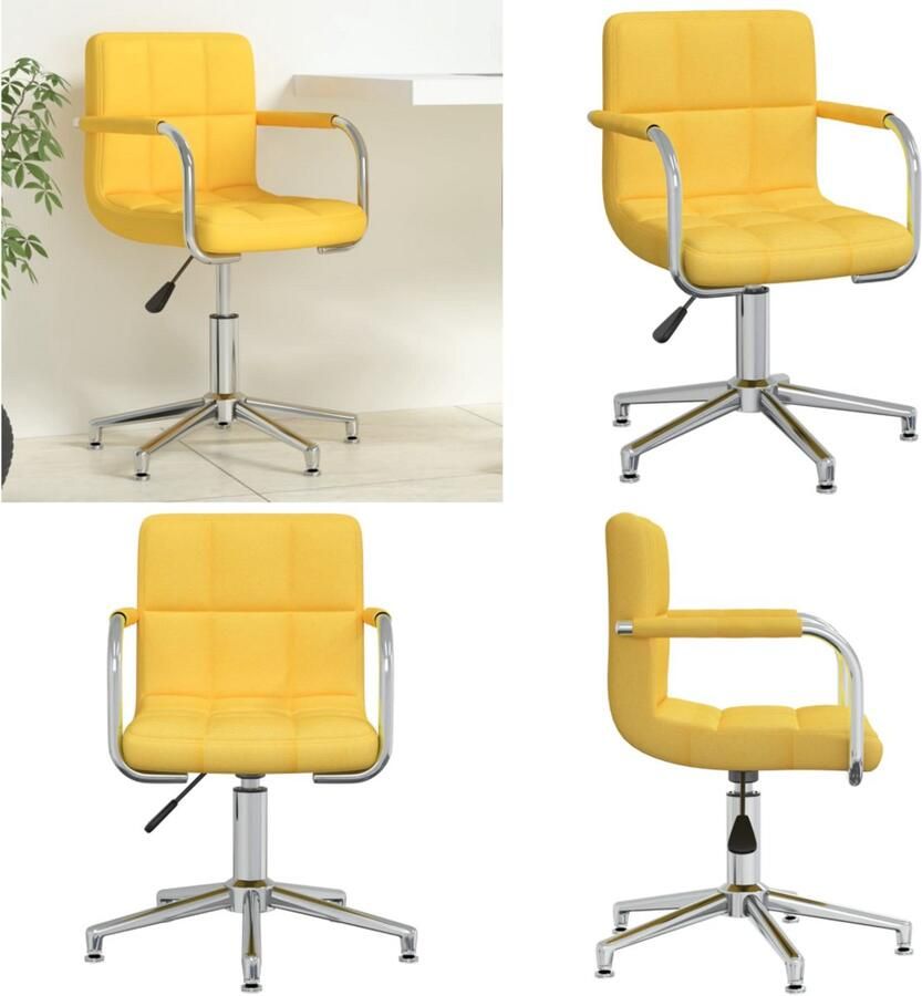 VidaXL Kantoorstoel draaibaar stof mosterdgeel Eetkamerstoel Eetkamerstoelen Keukenstoelen Keukenstoel