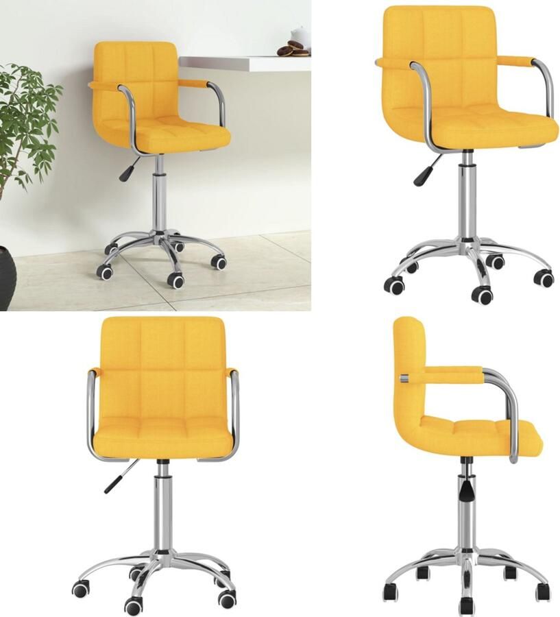 VidaXL Kantoorstoel draaibaar stof mosterdgeel Eetkamerstoel Eetkamerstoelen Keukenstoelen Keukenstoel - Foto 2