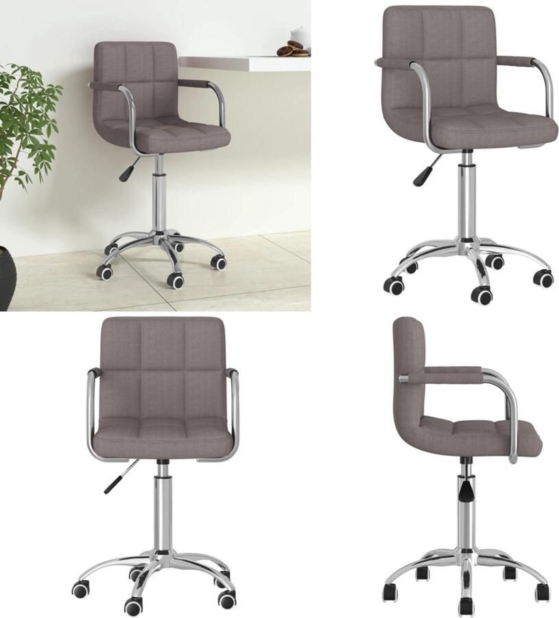 VidaXL Kantoorstoel draaibaar stof taupe Eetkamerstoel Eetkamerstoelen Keukenstoelen Keukenstoel - Foto 2